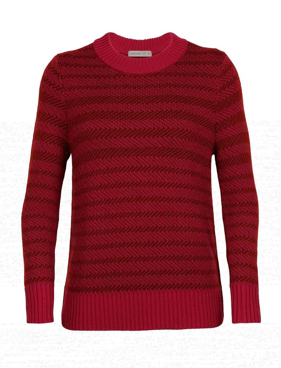 Cherry / Espresso Icebreaker Merino Waypoint Crewe Women's Sweaters | AU 1625EBCX